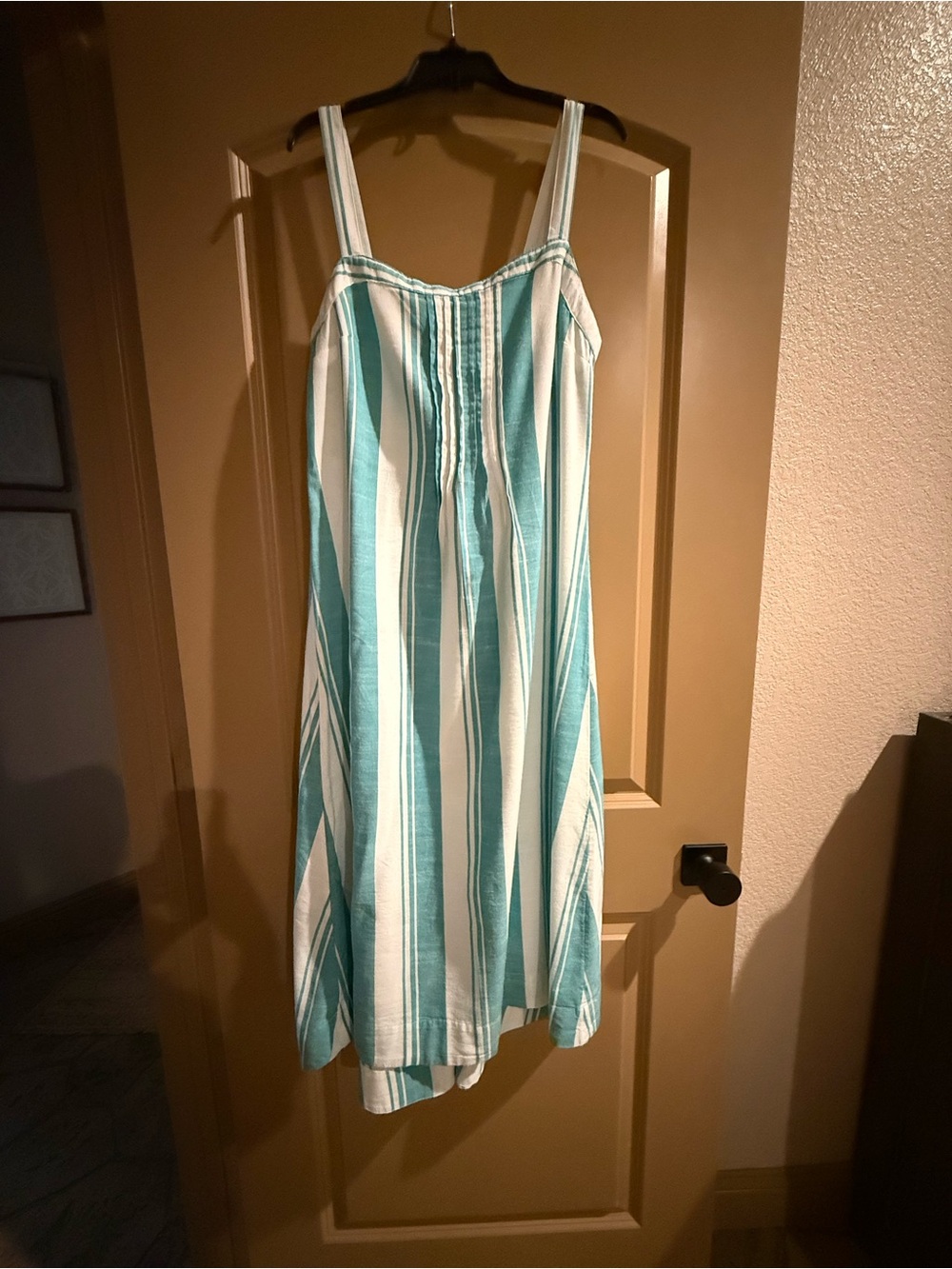 Sonoma Sleeveless Striped Sundress | Aqua Blue White Midi Dress | Small